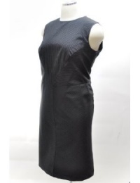 Calvin Klein Black/stone Stripe Crew Neck Sleeveless Dress (14W)
