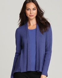 A fluttering hem imbues this Eileen Fisher Petites cardigan with an effortless bohemian spirit. Play up the open silhouette with layered necklaces for an easy breezy approach to everyday style. A fluttering hem imbues this Eileen Fisher Petites cardigan with an effortless bohemian spirit. Play up the open silhouette with layered necklaces for an easy breezy approach to everyday style.