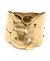 A little piece of abstract art for your hand, by Kenneth Cole New York. Circles of gold-plated mixed metal melt together with black crystal accents in this thick ring. Size 7-1/2.