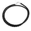 Black 3mm Braided Leather Cord Necklace Choker 16