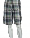 American Rag Plaids (Small) Green Combo (grey, green, black and orange) Cargo Shorts