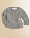 An embroidered cherry tree branch design adds an elegant, girlie touch to this chunky knit cardigan.Scoop neckOpen front with top button closureLong sleeves33% cotton/28% polyamide/28%viscose/6% wool/5% angoraMachine washMade in France Please note: Number of buttons may vary depending on size ordered. 