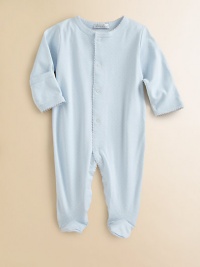 Tiny polka dots and a scalloped trim add to the awe factor of this plush pima cotton one-piece with full snaps for easy on and off.Scalloped crewneckLong sleeves with mitten cuffsFront snapsBottom snapsPima cottonMachine washImported Please note: Number of snaps may vary depending on size ordered. Tiny polka dots and a scalloped trim add to the awe factor of this plush pima cotton one-piece with full snaps for easy on and off.Scalloped crewneckLong sleeves with mitten cuffsFront snapsBottom snapsPima cottonMachine washImported Please note: Number of snaps may vary depending on size ordered.