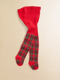 Opaque, stretch tights adorned with a festive tartan print.Elastic waistSmooth from waist to hips49% polyester/48% cotton/3% spandexMachine washMade in USA Opaque, stretch tights adorned with a festive tartan print.Elastic waistSmooth from waist to hips49% polyester/48% cotton/3% spandexMachine washMade in USA