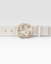 Signature GG-plus fabric belt with an interlocking gold buckle. About 1½ wide Made in Italy 