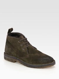 Ultra-soft shearling lines this casual suede favorite, with contrast stitching and a rubber sole for added traction. Rubber heel, 1 (25mm)Suede upperShearling liningRubber solePadded insoleMade in Italy Ultra-soft shearling lines this casual suede favorite, with contrast stitching and a rubber sole for added traction. Rubber heel, 1 (25mm)Suede upperShearling liningRubber solePadded insoleMade in Italy
