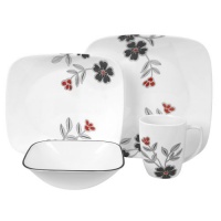 Corelle Mandarin Flower Square Round 16-Piece Dinnerware Set, Service for 4 Corelle Mandarin Flower Square Round 16-Piece Dinnerware Set, Service for 4