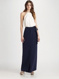 Woven luxury, a maxi style offering a relaxed fit and a feminine self-tie for a more customized fit.Side-tie detail at waistConcealed button closureCenter slit on frontSilk liningAbout 44 longSilk georgetteDry cleanImported Model shown is 5'10 (177cm) wearing US size 4. Woven luxury, a maxi style offering a relaxed fit and a feminine self-tie for a more customized fit.Side-tie detail at waistConcealed button closureCenter slit on frontSilk liningAbout 44 longSilk georgetteDry cleanImported Model shown is 5'10 (177cm) wearing US size 4.