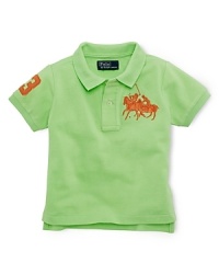 A classic polo in breathable cotton mesh is given a modern, sporty edge with Dual Match embroidery and an applied 3 patch on the sleeve for in-the-game authenticity. A classic polo in breathable cotton mesh is given a modern, sporty edge with Dual Match embroidery and an applied 3 patch on the sleeve for in-the-game authenticity.