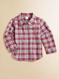 He'll look ultra-handsome in this classic plaid button-down shirt that's clearly too cool for school.Point collarLong sleeves with button cuffsButton-frontShirttail hemCottonMachine washImported Please note: Number of buttons may vary depending on size ordered. He'll look ultra-handsome in this classic plaid button-down shirt that's clearly too cool for school.Point collarLong sleeves with button cuffsButton-frontShirttail hemCottonMachine washImported Please note: Number of buttons may vary depending on size ordered.