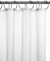 Keep your bathroom floor dry with this Fitted shower curtain liner from Charter Club. Features contour sides to mold to the shape of your tub and suction cups and magnets for a tight fit. With reinforced rust-resistant grommets. Keep your bathroom floor dry with this Fitted shower curtain liner from Charter Club. Features contour sides to mold to the shape of your tub and suction cups and magnets for a tight fit. With reinforced rust-resistant grommets.
