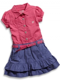 GUESS Kids Girls Little Girl Poplin Dress, DARK PINK (4) GUESS Kids Girls Little Girl Poplin Dress, DARK PINK (4)