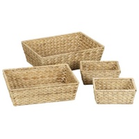 Household Essentials Set of 4 Banana Leaf Storage Utility Baskets, Natural Household Essentials Set of 4 Banana Leaf Storage Utility Baskets, Natural