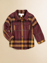 The unmistakeable check print lends smart style to a classic cotton button-down.Shirt collarLong sleeves with button cuffsButton-frontFront button-flap patch pocketsCottonMachine washImported Please note: Number of buttons may vary depending on size ordered. The unmistakeable check print lends smart style to a classic cotton button-down.Shirt collarLong sleeves with button cuffsButton-frontFront button-flap patch pocketsCottonMachine washImported Please note: Number of buttons may vary depending on size ordered.