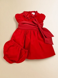 Pretty puffed sleeves, a full skirt and a wide satin sash give a timelessly sweet look to a festive corduroy party dress.Ruffle-trimmed crewneckShort puff sleevesBack buttonsEmpire waist with ruched sash and bowFull skirt with petticoatCottonMachine washImported Please note: Number of buttons may vary depending on size ordered. Pretty puffed sleeves, a full skirt and a wide satin sash give a timelessly sweet look to a festive corduroy party dress.Ruffle-trimmed crewneckShort puff sleevesBack buttonsEmpire waist with ruched sash and bowFull skirt with petticoatCottonMachine washImported Please note: Number of buttons may vary depending on size ordered.