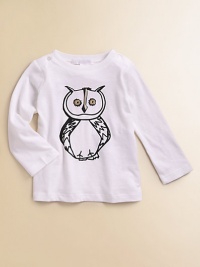 A wide-eyed owl gazes intently and sweetly from a soft cotton tee, ready for stylish days of play.Crew necklineShoulder buttonsLong sleevesBurberry Baby logo screeend at backCottonMachine washImported A wide-eyed owl gazes intently and sweetly from a soft cotton tee, ready for stylish days of play.Crew necklineShoulder buttonsLong sleevesBurberry Baby logo screeend at backCottonMachine washImported