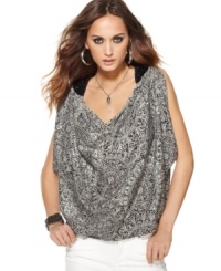 Beaded shoulders add glam to this Andrew Charles draped top that pairs perfectly with all your fave skinny jeans! Beaded shoulders add glam to this Andrew Charles draped top that pairs perfectly with all your fave skinny jeans!