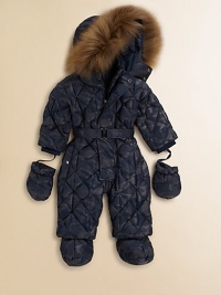 Warm and cuddly puffer classic updated with cool camo print Warm and cuddly puffer classic updated with cool camo print
