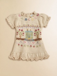 An heirloom to treasure, this puff-sleeved dress in a soft, warm cotton combines pointelle and cable stitches for a heritage look and is hand-finished with a beautiful intarsia-knit design.Scalloped crewneckShort puffed sleevesBack buttonsPointelle-knit ruffled hemCottonMachine washImported Please note: Number of buttons may vary depending on size ordered. An heirloom to treasure, this puff-sleeved dress in a soft, warm cotton combines pointelle and cable stitches for a heritage look and is hand-finished with a beautiful intarsia-knit design.Scalloped crewneckShort puffed sleevesBack buttonsPointelle-knit ruffled hemCottonMachine washImported Please note: Number of buttons may vary depending on size ordered.