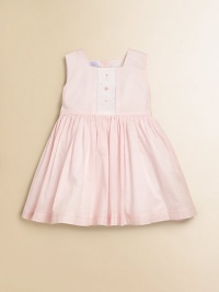 Make her look like a fairytale princess in this sweet dress with delicate rosebuds. Square necklineSleevelessEmpire waistBack button closurePima cottonMachine washImported Make her look like a fairytale princess in this sweet dress with delicate rosebuds. Square necklineSleevelessEmpire waistBack button closurePima cottonMachine washImported