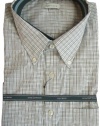 Van Heusen Button Down Long Sleeve Dress Shirt Brown Plaid