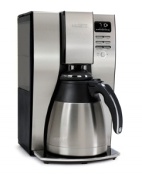 Good morning, good coffee-these things go hand in hand. Wake up and make the most of your day with a piping hot, freshly brewed cup from this double-walled stainless steel thermal carafe, which keeps coffee ready-to-serve for hours. Featuring a pause 'n serve function for rushed mornings, this coffee maker lets you grab and go with auto shutoff for peace of mind. 1-year limited warranty. Model BVMC-PSTX95GTF. Good morning, good coffee-these things go hand in hand. Wake up and make the most of your day with a piping hot, freshly brewed cup from this double-walled stainless steel thermal carafe, which keeps coffee ready-to-serve for hours. Featuring a pause 'n serve function for rushed mornings, this coffee maker lets you grab and go with auto shutoff for peace of mind. 1-year limited warranty. Model BVMC-PSTX95GTF.