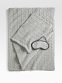 The ultimate in luxury and comfort, this soft, cable-knit set includes a travel blanket and sleep mask that tucks neatly into a matching carry case. Carry case doubles as a pillowcase for airline pillow. Pillow not included Four-ply yarn Carry case has zip closure Blanket, 36 X 60 Cashmere Dry clean Imported The ultimate in luxury and comfort, this soft, cable-knit set includes a travel blanket and sleep mask that tucks neatly into a matching carry case. Carry case doubles as a pillowcase for airline pillow. Pillow not included Four-ply yarn Carry case has zip closure Blanket, 36 X 60 Cashmere Dry clean Imported