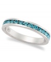 Traditions beautiful stacking ring is perfect when paired with other slim rings, but makes a pretty sparkling statement all its own. Crafted in sterling silver, a thin band features round-cut blue crystals with Swarovski elements. Size 5-10.