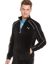 Kick back and greet the weekend in style with the ultimate comfort of these plush velour track pants from Puma. (Clearance) Kick back and greet the weekend in style with the ultimate comfort of these plush velour track pants from Puma. (Clearance)
