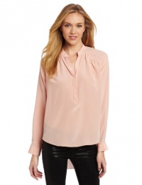 Rebecca Taylor Women's Long Sleeve Henley, Pale Coral, 2 Rebecca Taylor Women's Long Sleeve Henley, Pale Coral, 2