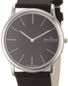 Skagen Men's 858XLSLB Black Dial, Stainless Steel Case, Black Leather Band Watch