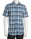 Club Room Plaid Blue Lake Button Down Shirt