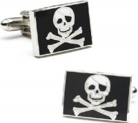 Cufflinks Inc. Men's Jolly Rodger Flag Cufflink, Black/White, One Size