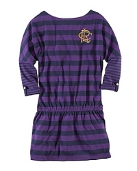 A classic T-shirt dress with bold graphic stripes is constructed in lightweight cotton jersey for a comfortable and preppy look. A classic T-shirt dress with bold graphic stripes is constructed in lightweight cotton jersey for a comfortable and preppy look.