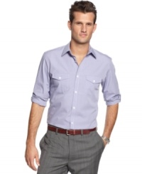Another must-have style to check off your list. This windowpane plaid shirt from Calvin Klein is a business basic that will elevate your look. Another must-have style to check off your list. This windowpane plaid shirt from Calvin Klein is a business basic that will elevate your look.
