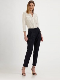 This cropped, crisply pleated design is impeccably tailored for a flattering fit.Self waistband with belt loops and back notchZip fly with hook-and-bar closureFront pleatsCuffed legBack button welt pocketsInseam, about 2766% linen/32% cotton/2% elastaneDry cleanMade in Italy of imported fabricModel shown is 5'9½ (176cm) wearing US size 4.OUR FIT MODEL RECOMMENDS ordering true size. This cropped, crisply pleated design is impeccably tailored for a flattering fit.Self waistband with belt loops and back notchZip fly with hook-and-bar closureFront pleatsCuffed legBack button welt pocketsInseam, about 2766% linen/32% cotton/2% elastaneDry cleanMade in Italy of imported fabricModel shown is 5'9½ (176cm) wearing US size 4.OUR FIT MODEL RECOMMENDS ordering true size.