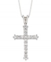 A sparkling representation of your faith. Crafted in 14k white gold, this stunning cross pendant is covered in round-cut diamonds (1/2 ct. t.w.). Approximate length: 18 inches. Approximate drop: 11/16 inch.