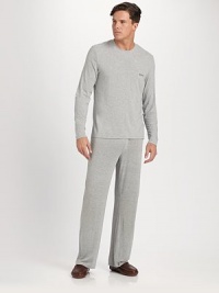A soft loungewear classic with a silky finish, relaxed fit and preeminent comfort. Crewneck Long sleeves 90% modal/10% elastane; machine wash Imported A soft loungewear classic with a silky finish, relaxed fit and preeminent comfort. Crewneck Long sleeves 90% modal/10% elastane; machine wash Imported
