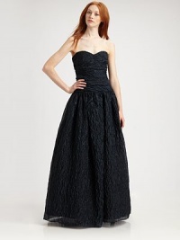 This evening-perfect strapless design is rendered in luxurious, crinkle-constructed organza.Strapless sweetheart necklineCorset bodiceDrop waistFull skirtConcealed back zipTaffeta liningAbout 41 from natural waist69% polyester/31% nylonDry cleanImported of Italian fabricModel shown is 5'10 (177cm) wearing US size 4. This evening-perfect strapless design is rendered in luxurious, crinkle-constructed organza.Strapless sweetheart necklineCorset bodiceDrop waistFull skirtConcealed back zipTaffeta liningAbout 41 from natural waist69% polyester/31% nylonDry cleanImported of Italian fabricModel shown is 5'10 (177cm) wearing US size 4.