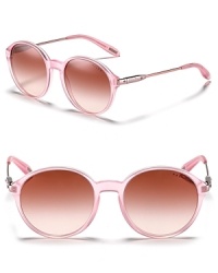 Frosted frames with rose lenses to match -- these rounded shades from Ralph are so pretty in pink. Frosted frames with rose lenses to match -- these rounded shades from Ralph are so pretty in pink.