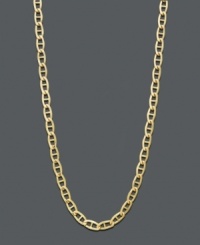 Nothing is more stylish than a simple chain. This 14k gold necklace features a Marine link. Approximate length: 16 inches. Nothing is more stylish than a simple chain. This 14k gold necklace features a Marine link. Approximate length: 16 inches.