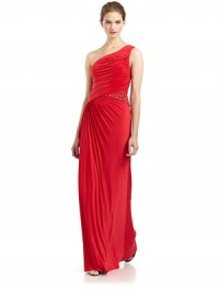 THE LOOKOne shoulderAllover draping and pleating on bodiceBodice has formed cupsBeautiful beading at waistSide zip closureFully linedTHE FITAbout 63 from shoulder to hemTHE MATERIAL94% polyester/6% spandex CARE & ORIGINDry cleanImported THE LOOKOne shoulderAllover draping and pleating on bodiceBodice has formed cupsBeautiful beading at waistSide zip closureFully linedTHE FITAbout 63 from shoulder to hemTHE MATERIAL94% polyester/6% spandex CARE & ORIGINDry cleanImported
