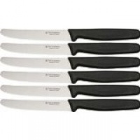 Victorinox Cutlery 6-Piece 4-1/2-Inch Wavy Edge with Round Tip Steak Knife Set, Black