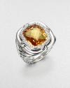 From the Labyrinth Collection. Beautiful, faceted citrine surrounded by dazzling diamonds set in sleek sterling silver on an iconic cable shank CitrineDiamonds, .20 tcwSterling silverImported 