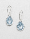 From the Rock Candy® Collection. A chic style with a faceted, teardrop shaped blue topaz set in hammered sterling silver. Blue topazSterling silverDrop, about .4Hook backImported 
