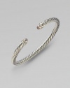 From the Cable Classic Collection. A signature cable of sterling silver, capped with morganite and wrapped in pavé diamonds.Diamonds, 0.09 tcw Sterling silver Cable, 5mm Diameter, about 2¼ Imported