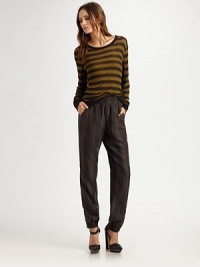 Soft, boldly striped boatneck with dropped shoulders and a lengthy silhouette. BoatneckDropped shouldersLong sleeves87% rayon/13% linenDry cleanImportedModel shown is 5'10 (177cm) wearing US size 4. Soft, boldly striped boatneck with dropped shoulders and a lengthy silhouette. BoatneckDropped shouldersLong sleeves87% rayon/13% linenDry cleanImportedModel shown is 5'10 (177cm) wearing US size 4.