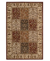 A myriad of floral designs create a timeless and elegant mosaic of rich color upon this Nourison area rug. With its opulent 100% natural wool construction, this yarn-dyed and meticulously hand-tufted rug offers a beautiful accent to traditional home décor. (Clearance) A myriad of floral designs create a timeless and elegant mosaic of rich color upon this Nourison area rug. With its opulent 100% natural wool construction, this yarn-dyed and meticulously hand-tufted rug offers a beautiful accent to traditional home décor. (Clearance)