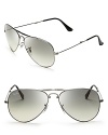 Classic Ray-Ban aviator sunglasses gain extra fashion cred with matte frames and mirrored lenses.