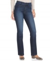 Look slim and sexy in straight-leg petite denim from Not Your Daughter's Jeans! A stretch fabric, embellished back pockets and a classic wash make these jeans an all-rounder!